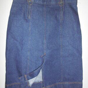 BCBG Paris Denim Jean Front Slit Straight Skirt sz 6